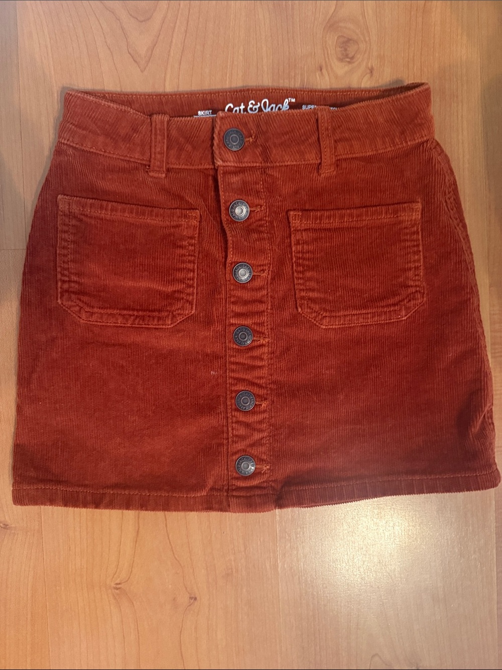 Cat & Jack Rust Orange Corduroy Button Mini Skirt